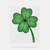 Glitter Four Leaf Clover Acrylschild (Vorderseite)