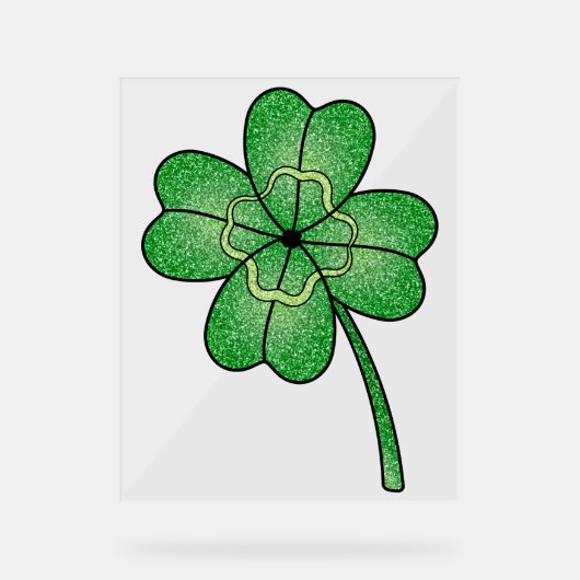 Glitter Four Leaf Clover Acrylschild (Vorderseite)