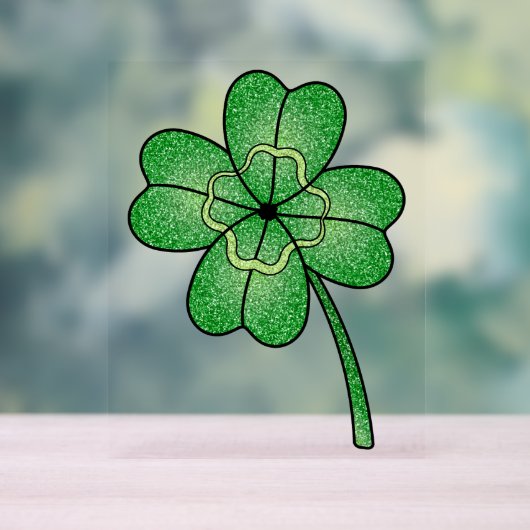 Glitter Four Leaf Clover Acrylschild (Neutral)