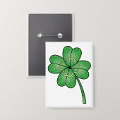 Glitter Four Leaf Clover Button (Vorderseite/Rückseite)