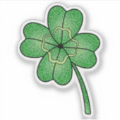 Glitter Four Leaf Clover Custom-Cut Vinyl Stickers Aufkleber (Vorderseite)