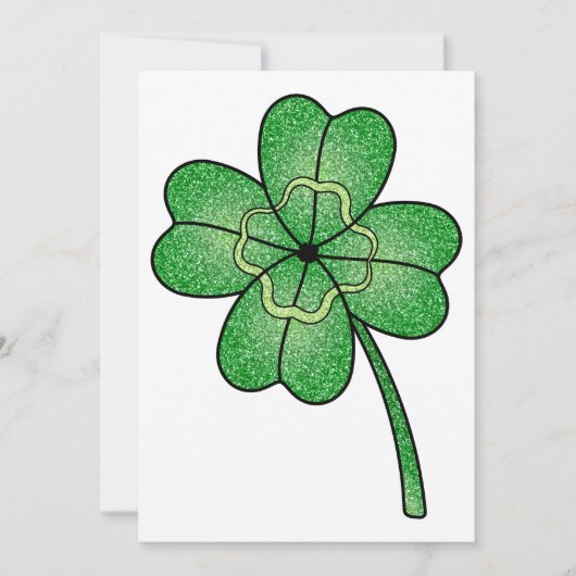 Glitter Four Leaf Clover Einladung (Vorderseite)
