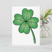 Glitter Four Leaf Clover Einladung (Stehend Vorderseite)