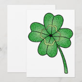 Glitter Four Leaf Clover Einladung (Vorne/Hinten)
