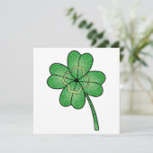 Glitter Four Leaf Clover Einladung (Stehend Vorderseite)