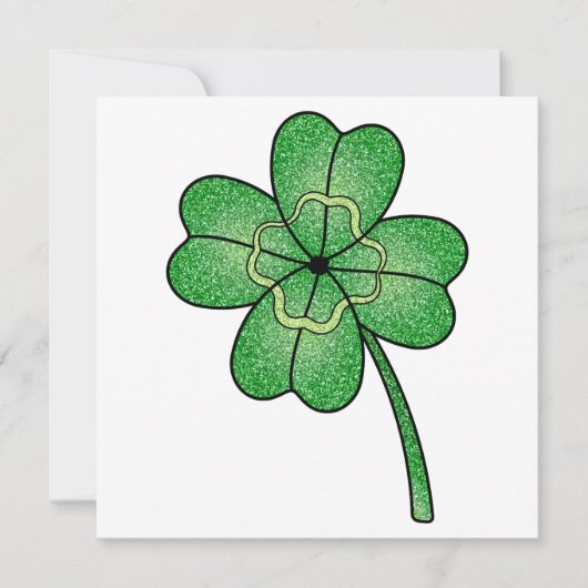 Glitter Four Leaf Clover Einladung (Vorderseite)