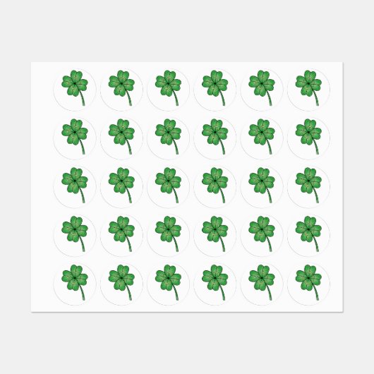 Glitter Four Leaf Clover Etiketten (Blatt)