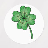 Glitter Four Leaf Clover Etiketten (Design 1)