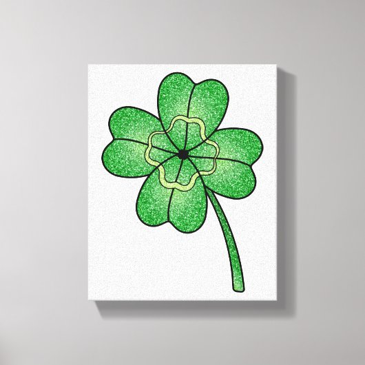 Glitter Four Leaf Clover Leinwanddruck (Vorderseite)