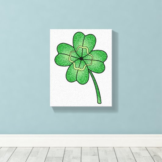 Glitter Four Leaf Clover Leinwanddruck (Insitu (Holzboden))