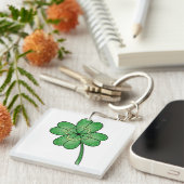 Glitter Four Leaf Clover Schlüsselanhänger (Vorderseite rechts)