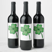 Glitter Four Leaf Clover Weinetikett (Flaschen)