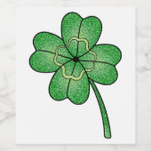 Glitter Four Leaf Clover Weinetikett (Einzelnes Label)
