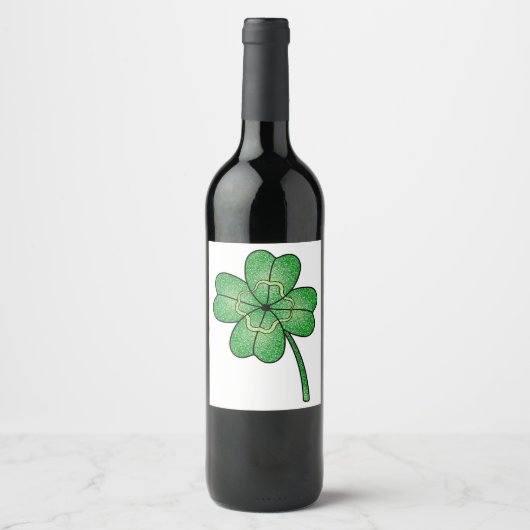Glitter Four Leaf Clover Weinetikett (Vorderseite)
