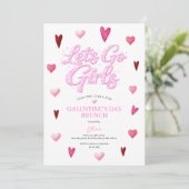 Glitter Girl Galentine's Day Brunch Valentine Einladung (Stehend Vorderseite)