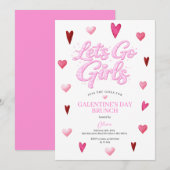 Glitter Girl Galentine's Day Brunch Valentine Einladung (Vorne/Hinten)