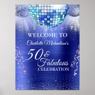 Glitter Glam 50 und Fabelhaft Blaue Disco-Kugel Poster