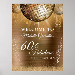 Glitter Glam 60 & Fantastisch Goldene Disco-Kugel Poster