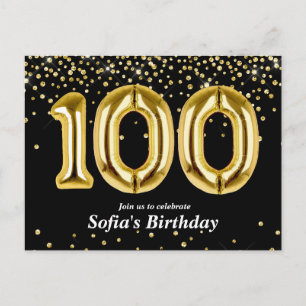Glitter-Gold-Ballon für die 100. Geburtstagsfeier Postkarte