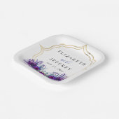 Glitter Gold Blue Purple Peacock Plume Wedding Pappteller (Gewinkelt)