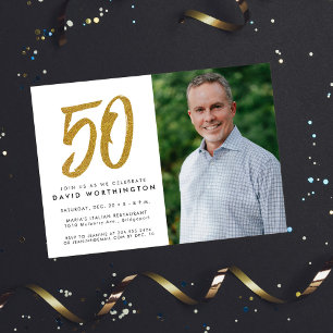 Glitter-Gold-Einladung zum 50. Geburtstagsfoto Einladung