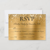 Glitter Gold Foil Elegant Calligraphy Wedding RSVP Karte (Vorderseite)