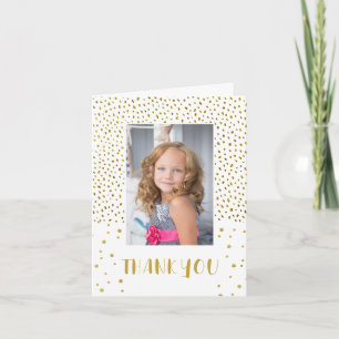 Glitter-Gold Geburtstag Kinder Mädchen 2 Foto Dank Karte