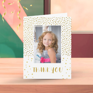 Glitter-Gold Geburtstag Kinder Mädchen Foto Danke Karte