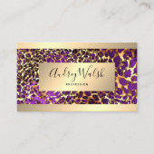  Glitter Gold Luxury QR Code Animal Skin Leopard Visitenkarte (Vorderseite)
