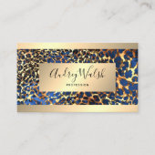 Glitter Gold Luxus QR Code Tierhaut Leopard Visitenkarte (Vorderseite)