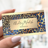 Glitter Gold Luxus QR Code Tierhaut Leopard Visitenkarte