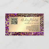 Glitter Gold Luxus QR-Code Tierhaut Leopard Visitenkarte (Rückseite)