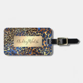 Glitter Gold Luxus-Tierhaut Leopard Gepäckanhänger (Vorderseite horizontal)