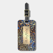 Glitter Gold Luxus-Tierhaut Leopard Gepäckanhänger (Vorderseite vertikal)