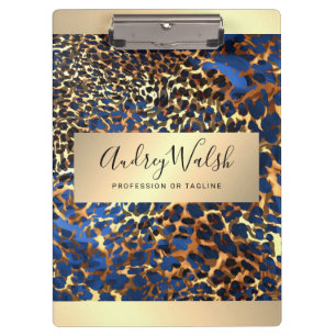 Glitter Gold Luxus-Tierhaut-Leoparden-Make-up Klemmbrett