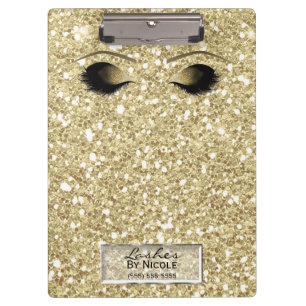 Glitter Gold Make-up Augen Wimpern Glam Personalis Klemmbrett