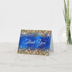 Glitter Gold Royal Blau 40. Geburtstag Dankeskarte