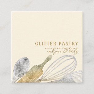 Glitter Gold Silber Gebäck Bäckerei Koch Luxus Sch Quadratische Visitenkarte