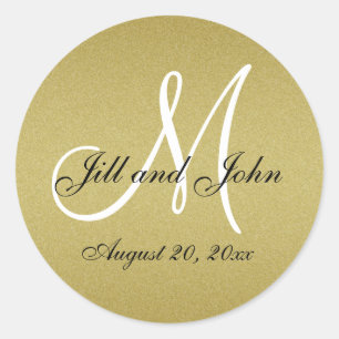 Glitter Gold Wedding Monogram Seals Aufkleber