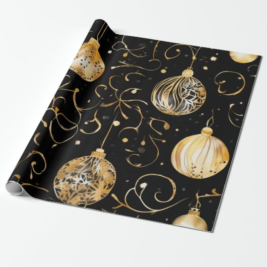 Glitter Gold Weihnachtsball-Papier Geschenkpapier (Ungerollt)