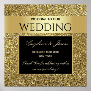 Glitter Gold Willkommens Hochzeit Poster