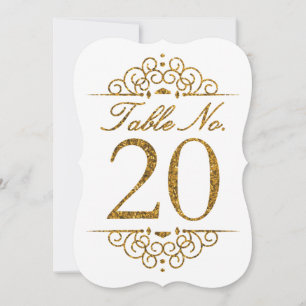 Glitter-Goldeffekt-Hochzeit-Tischnummernkarte (20) Einladung