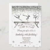 Glitter Gymnastic Kids Birthday Invitation Einladung (Vorne/Hinten)