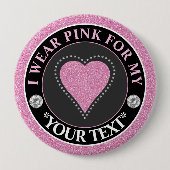 Glitter Heart Breast Cancer Awareness Design Button (Vorderseite)