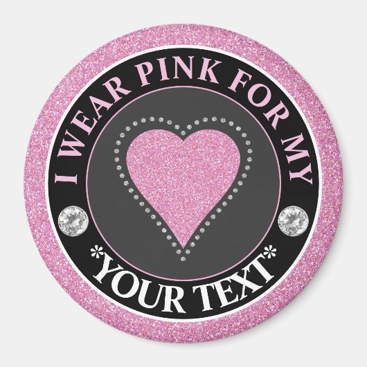 Glitter Heart Breast Cancer Awareness Design Magnet (Vorne)