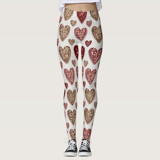 Glitter Hearts Pattern – Sparkling Romantic Love  Leggings (Vorderseite)
