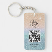Glitter Holographic QR Code Logo Business Schlüsselanhänger (Vorderseite)