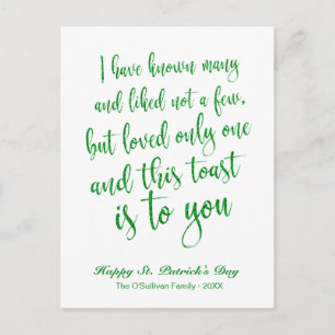 Glitter-Kalligrafie Irischer Toast St. Patrick's D Postkarte
