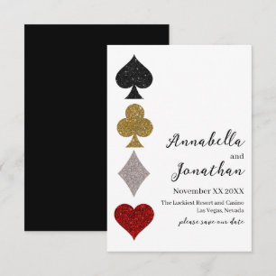 Glitter-Kartenspiel Las Vegas Casino Hochzeit Save The Date