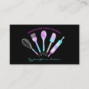 Glitter-Konditor beim Kochen von hausgemachtem Ess Visitenkarte